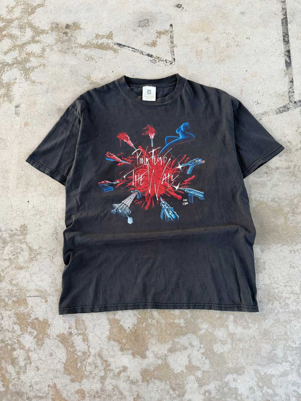 90s Pink Floyd Bloody Firework Tatoos & Guns "The Wall" Tee | XL