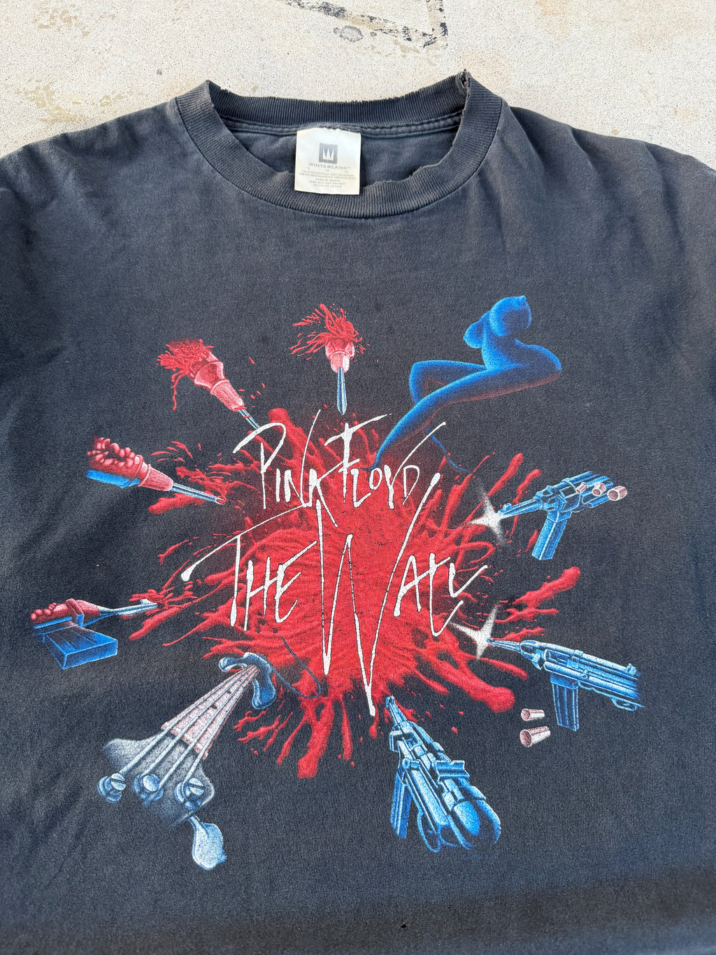 90s Pink Floyd Bloody Firework Tatoos & Guns "The Wall" Tee | XL