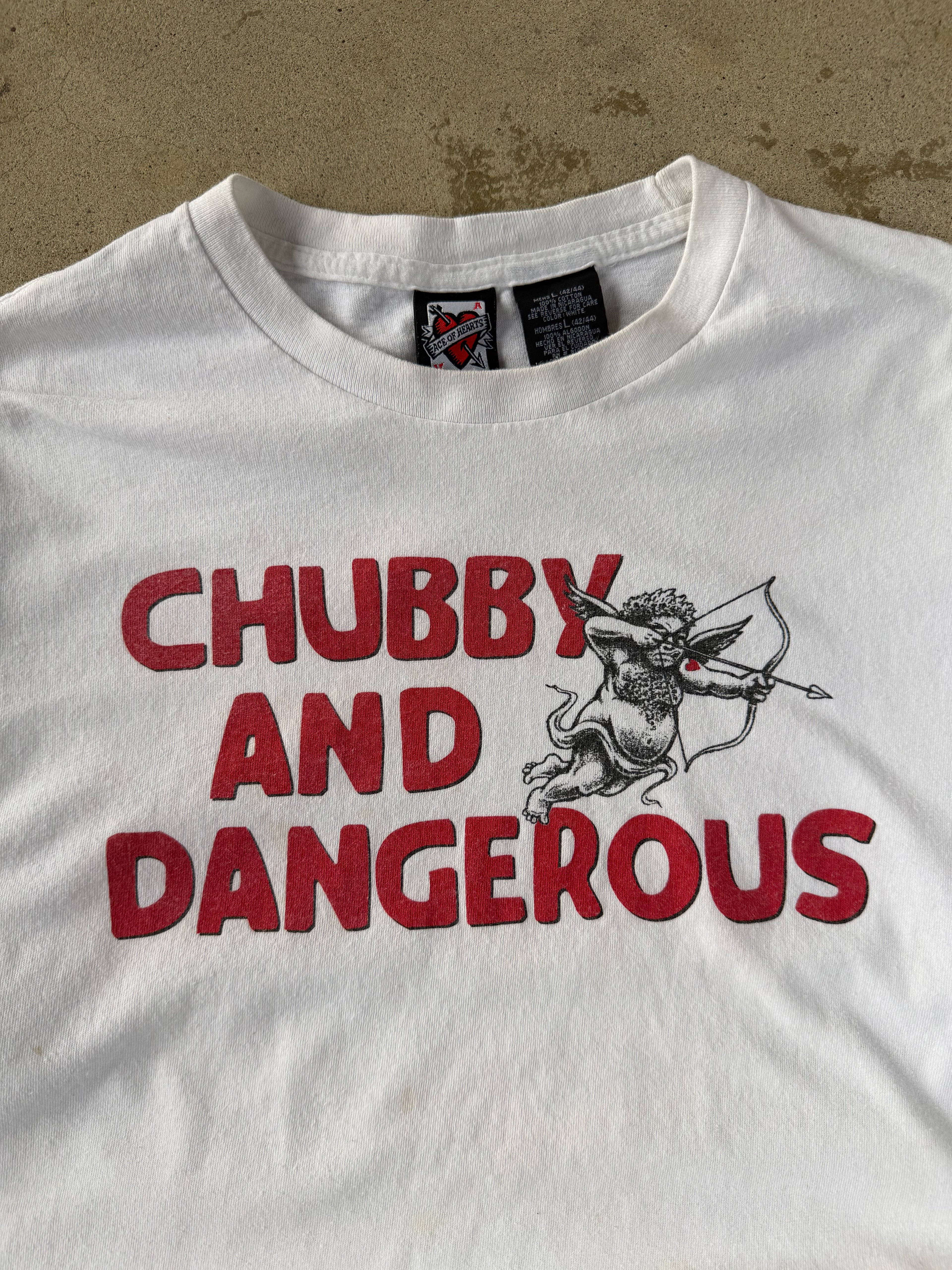 90s "Chubby & Dangerous" Comedy Tee | L