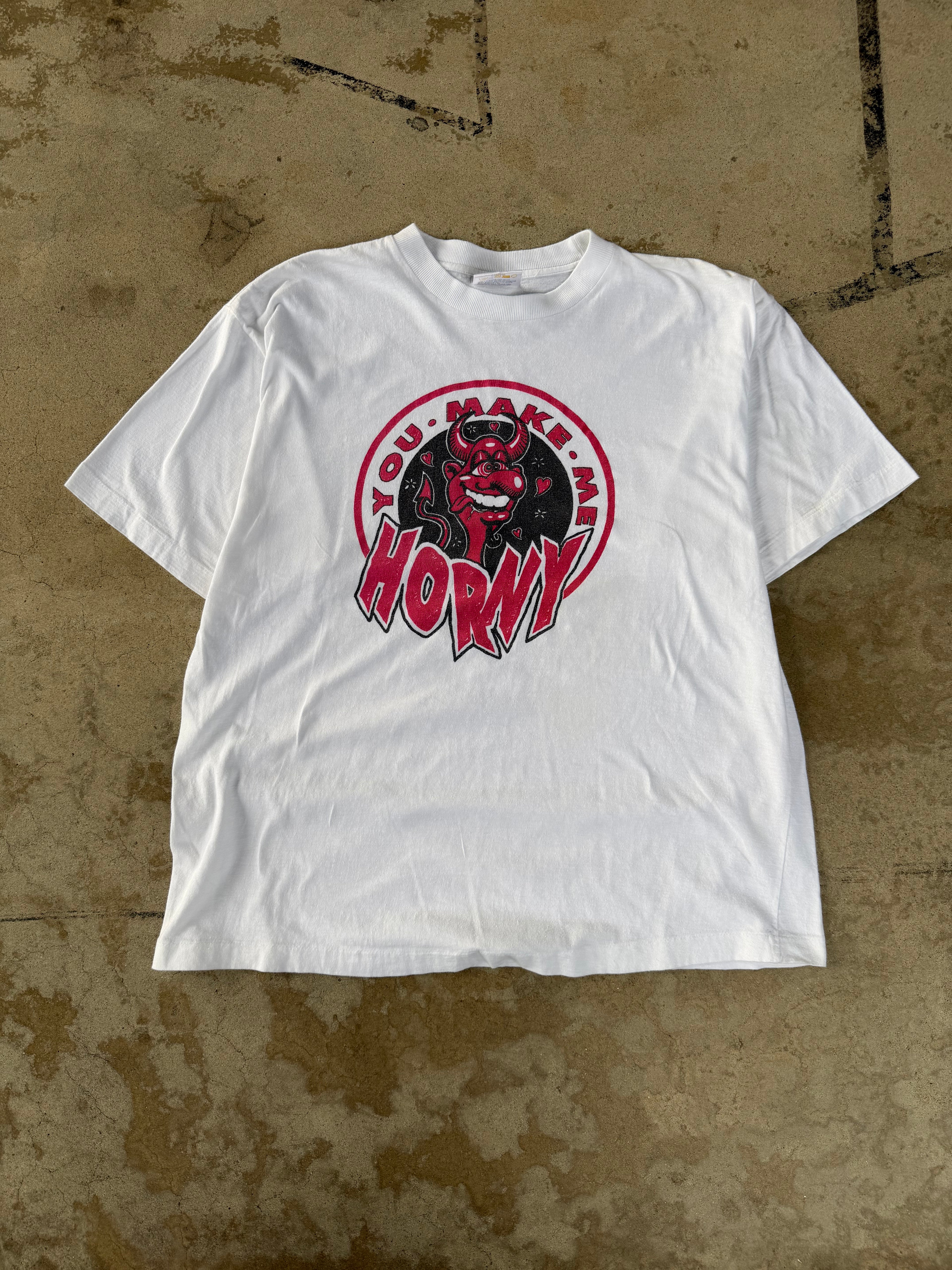 90s "You Make Me Horny" Devil Comedy Tee | L