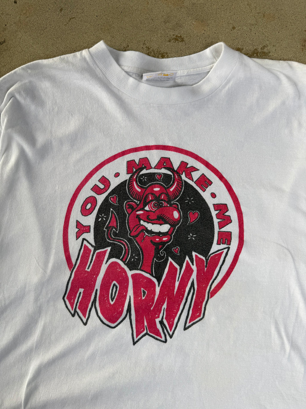 90s "You Make Me Horny" Devil Comedy Tee | L