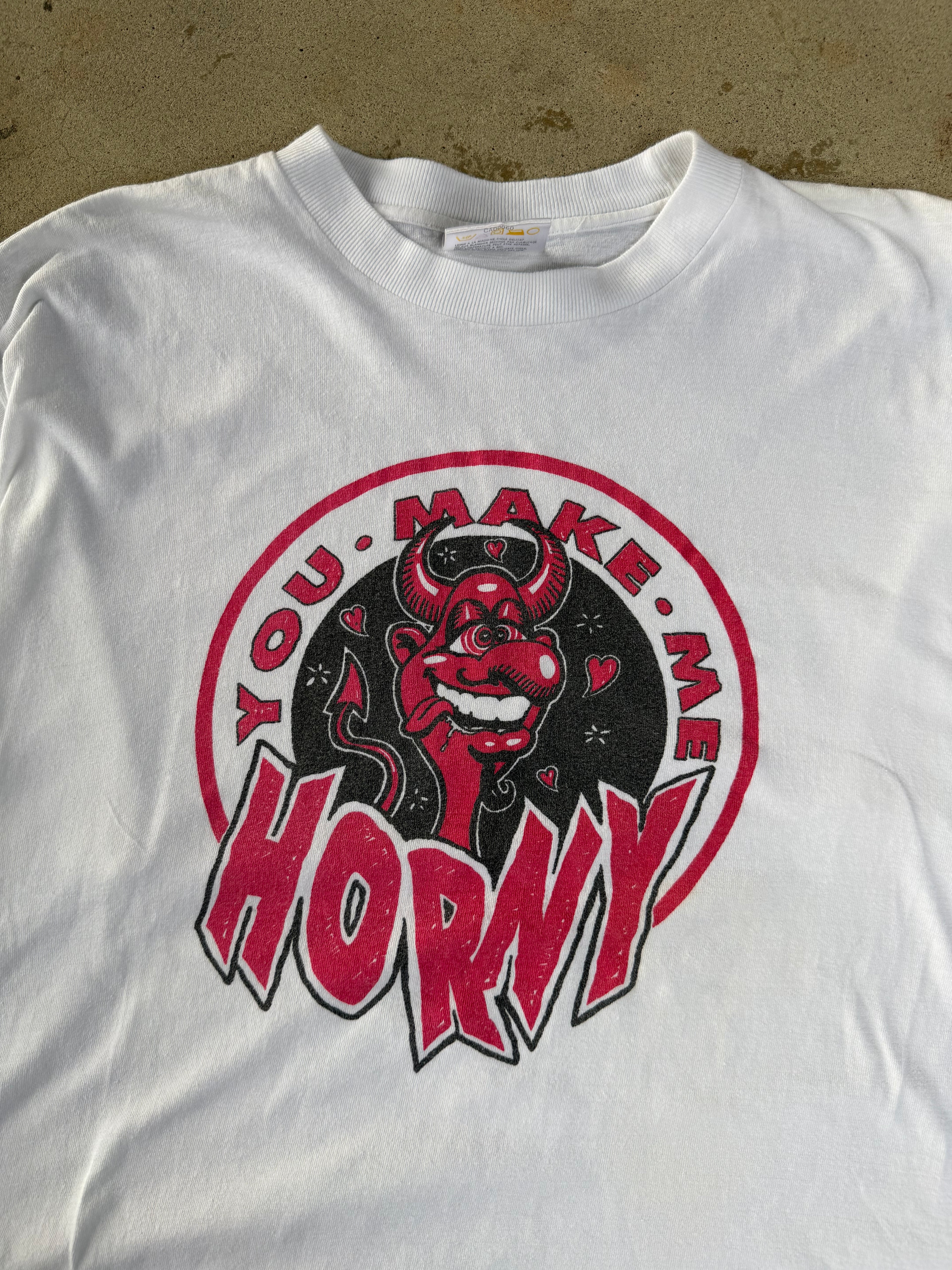 90s "You Make Me Horny" Devil Comedy Tee | L