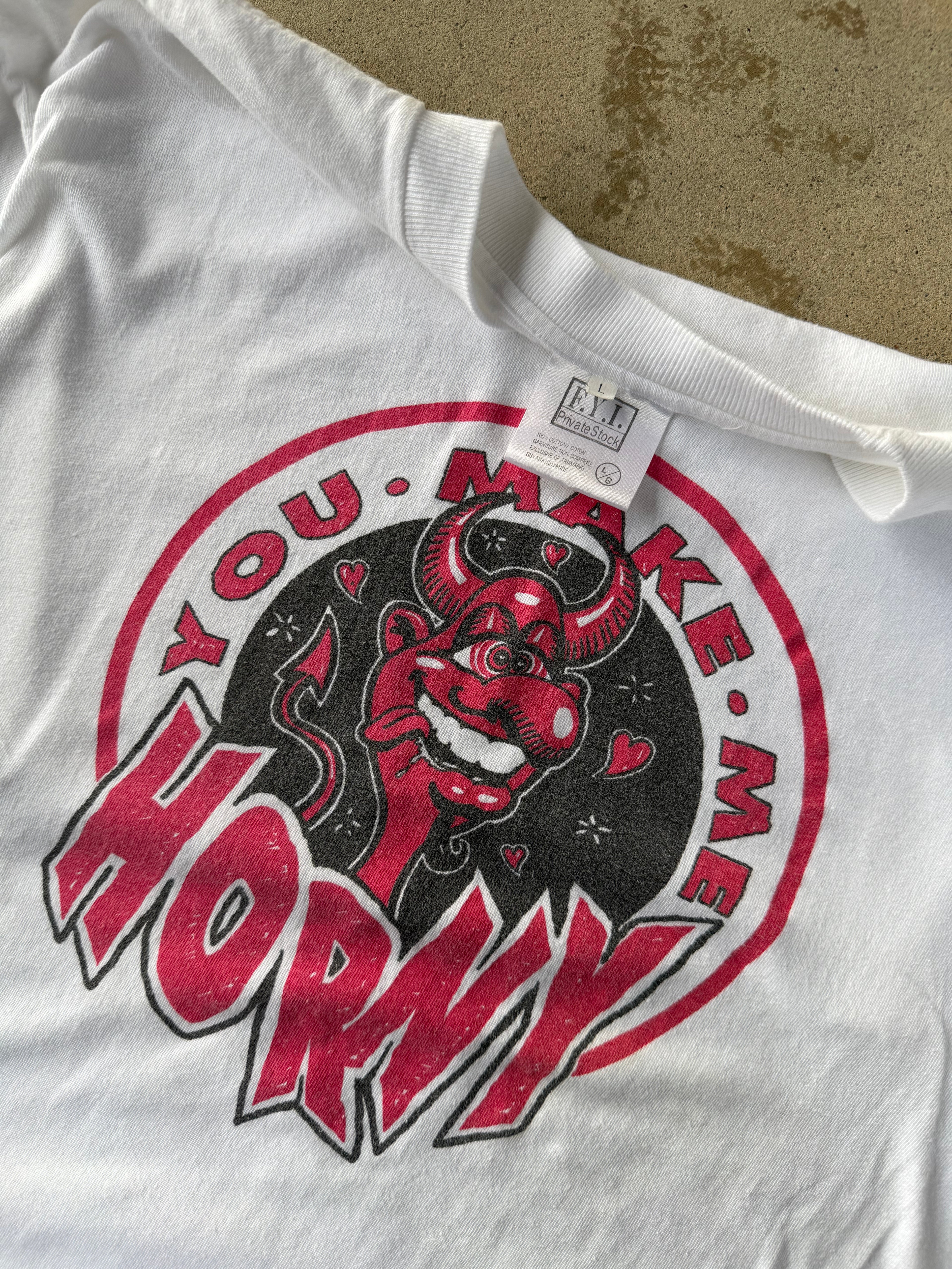 90s "You Make Me Horny" Devil Comedy Tee | L