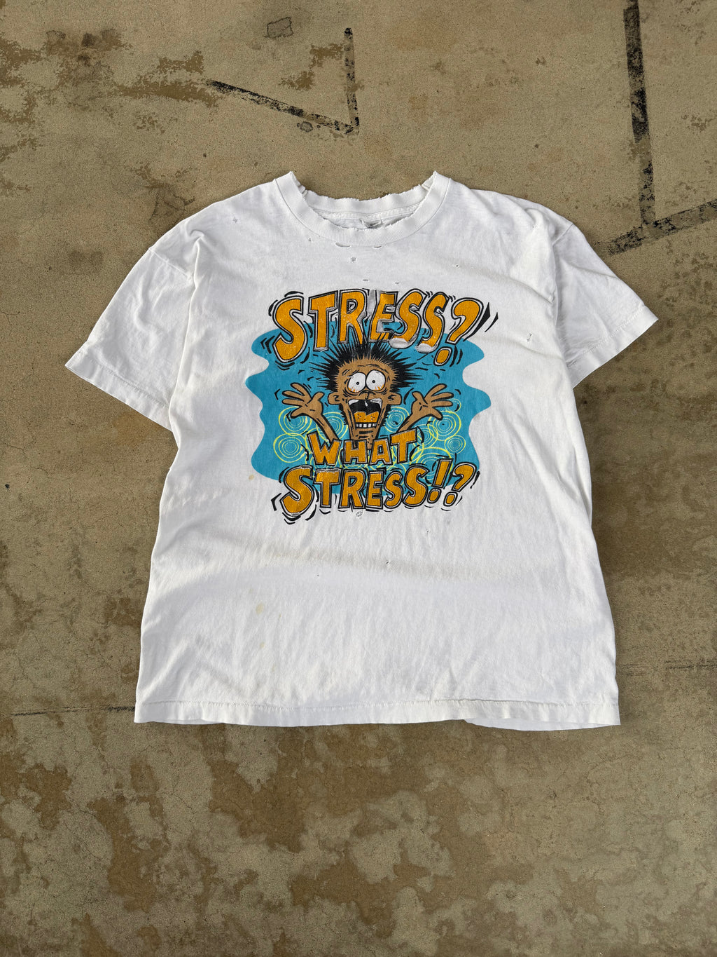 90s Thrashed "Stress? What Stress?" Comedy Tee | XL