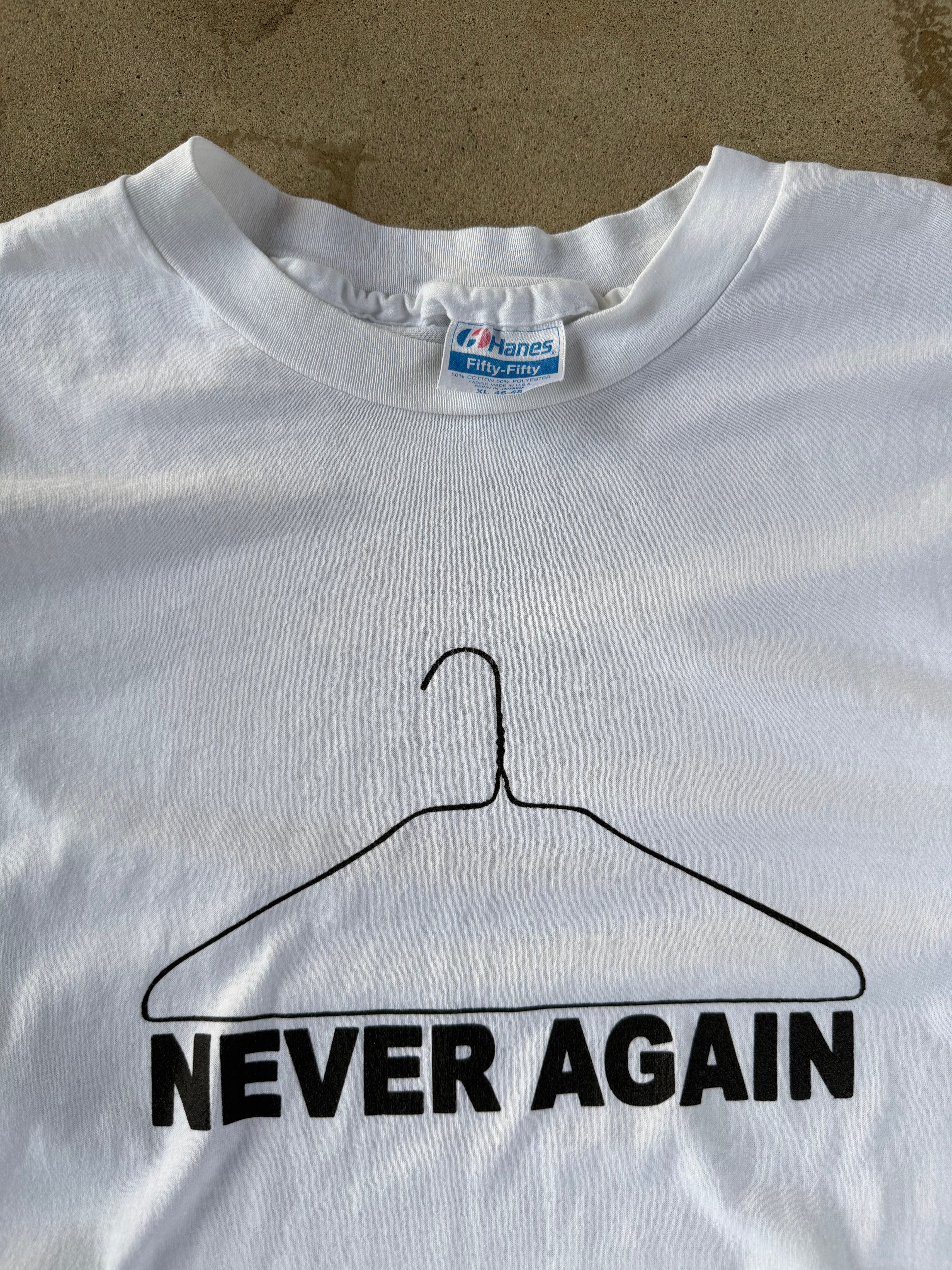 90s "Never Again" Abortion Tee | L