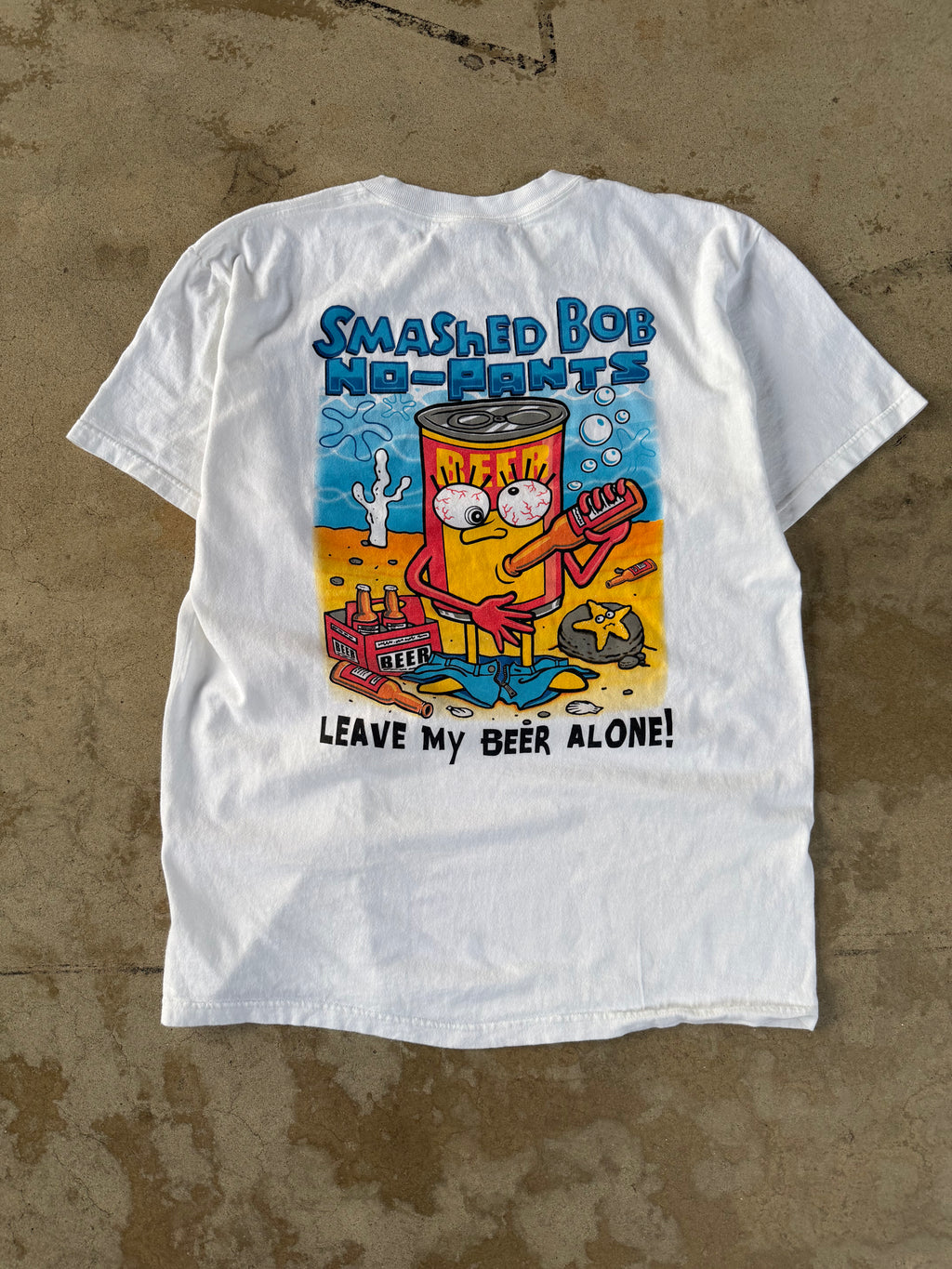 00s "Smashed Bob" Beer Spongebob Parody Tee | L