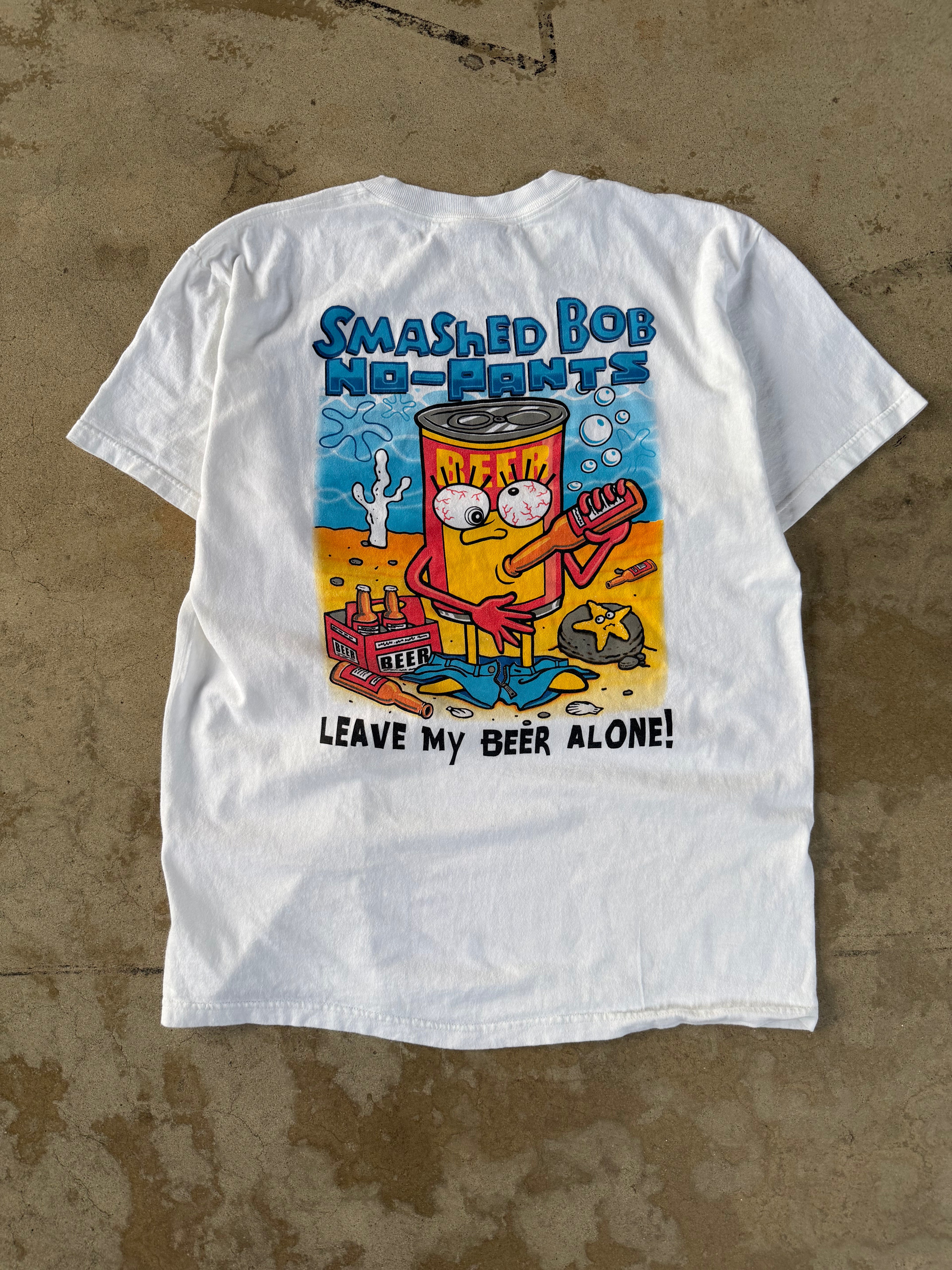 00s "Smashed Bob" Beer Spongebob Parody Tee | L