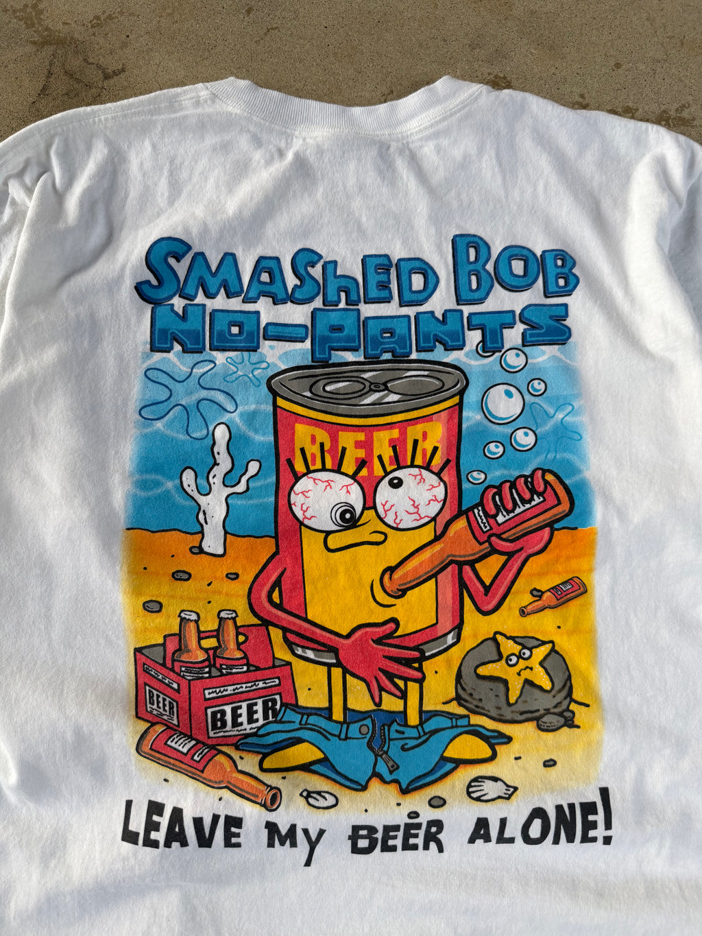 00s "Smashed Bob" Beer Spongebob Parody Tee | L