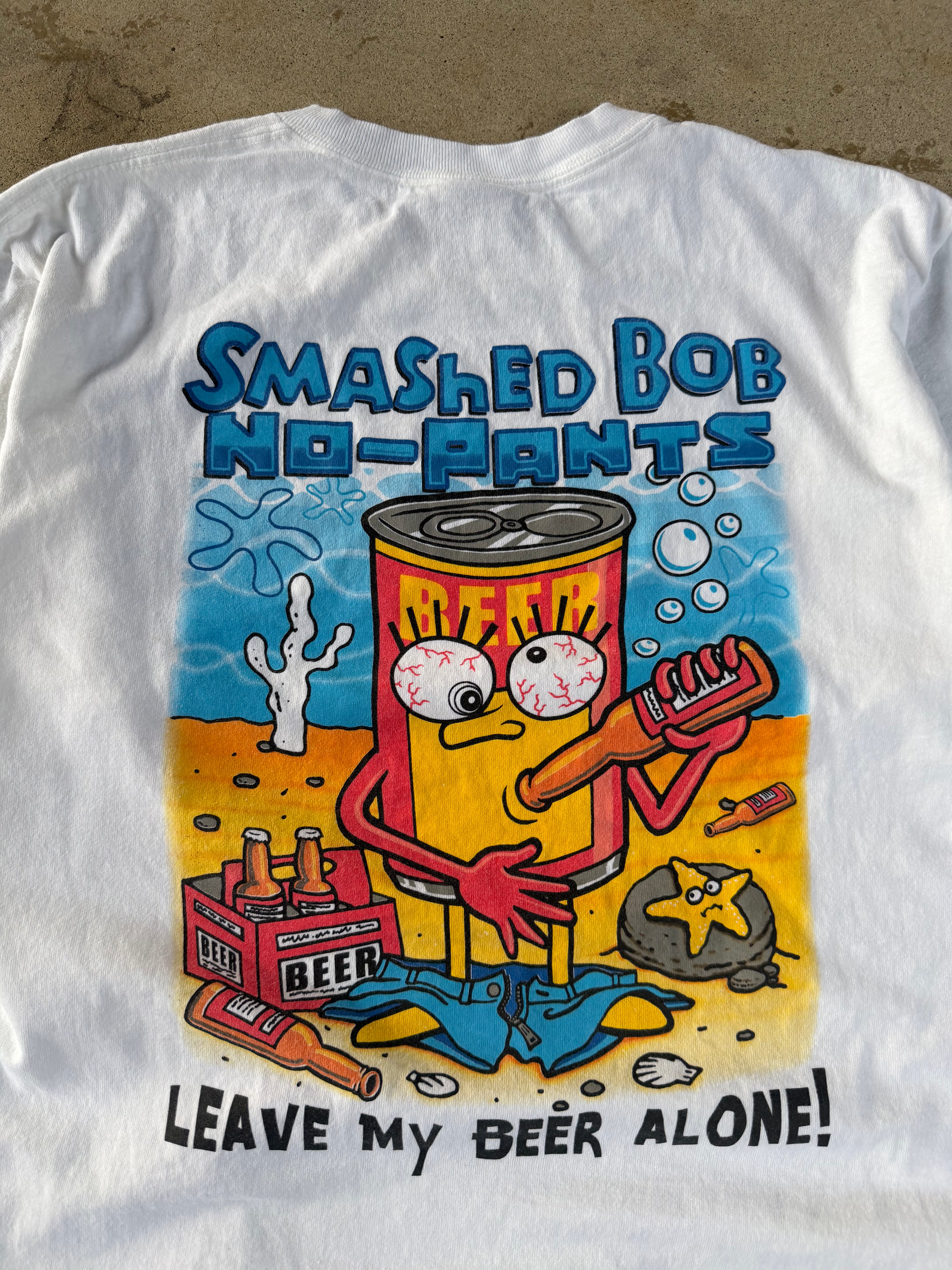 00s "Smashed Bob" Beer Spongebob Parody Tee | L