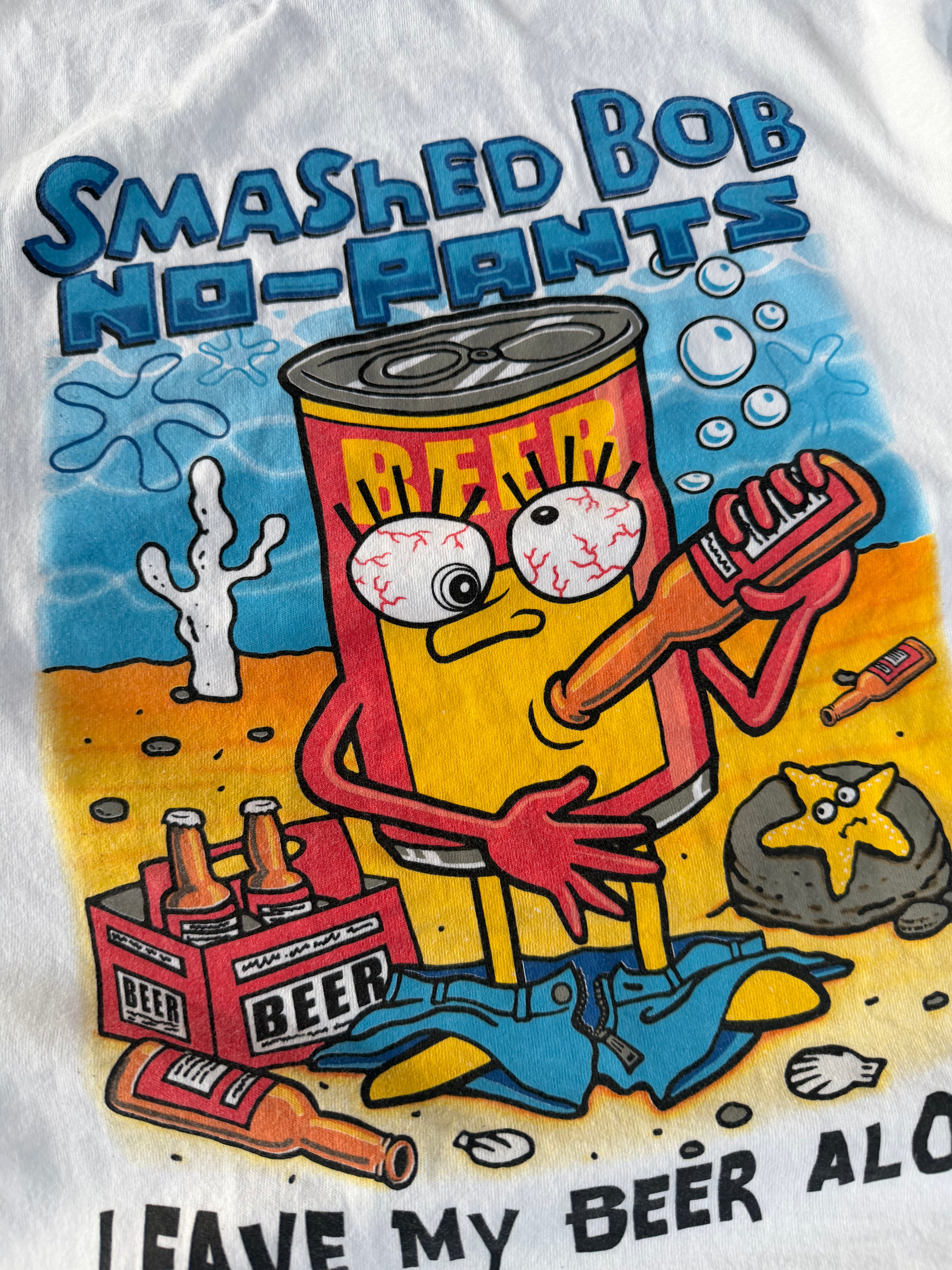 00s "Smashed Bob" Beer Spongebob Parody Tee | L