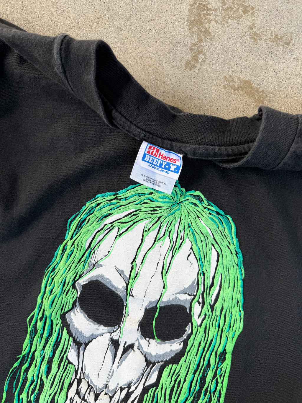 90s Skull "Bad Hair Day" Comedy Tee | L