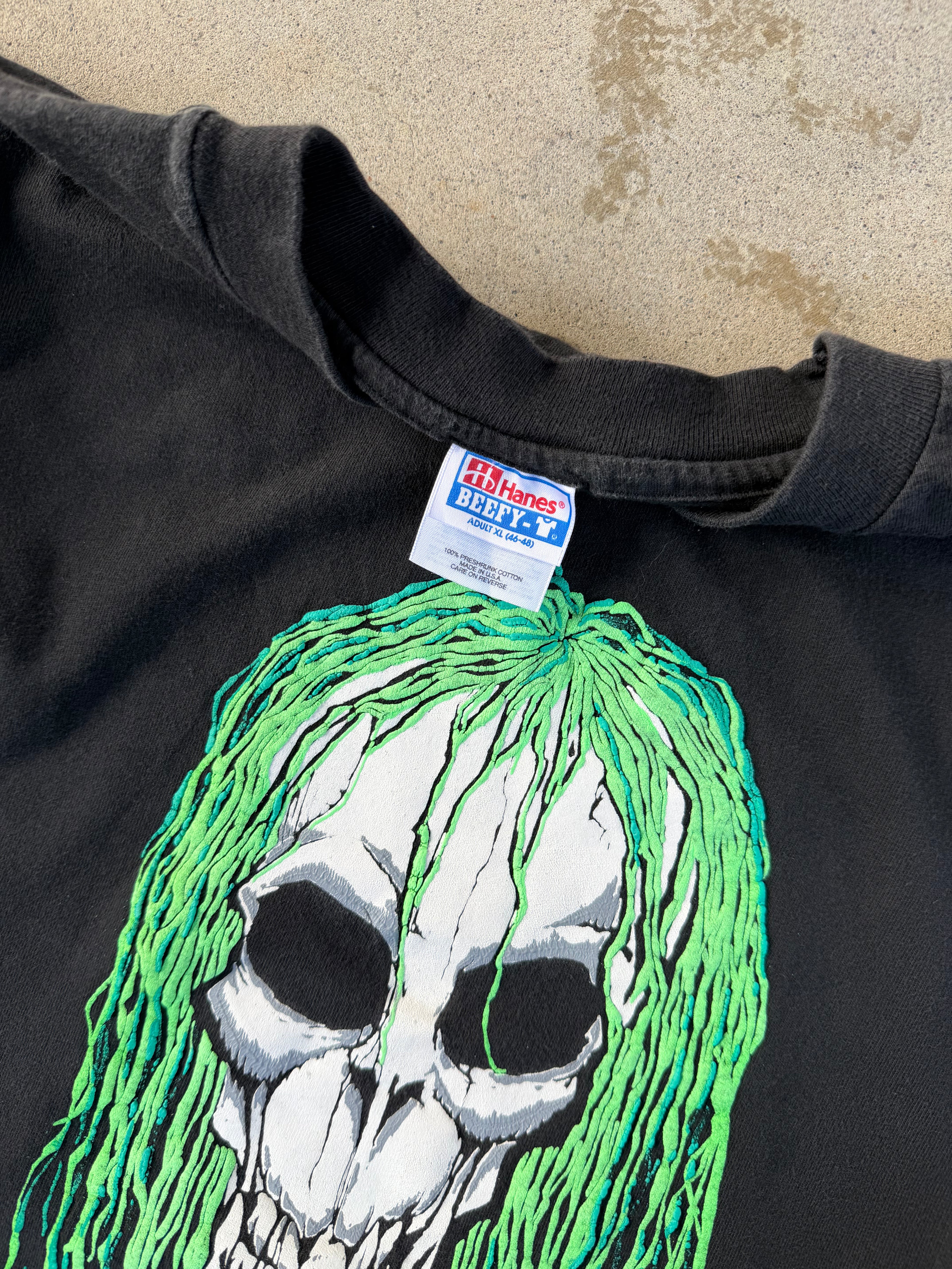 90s Skull "Bad Hair Day" Comedy Tee | L