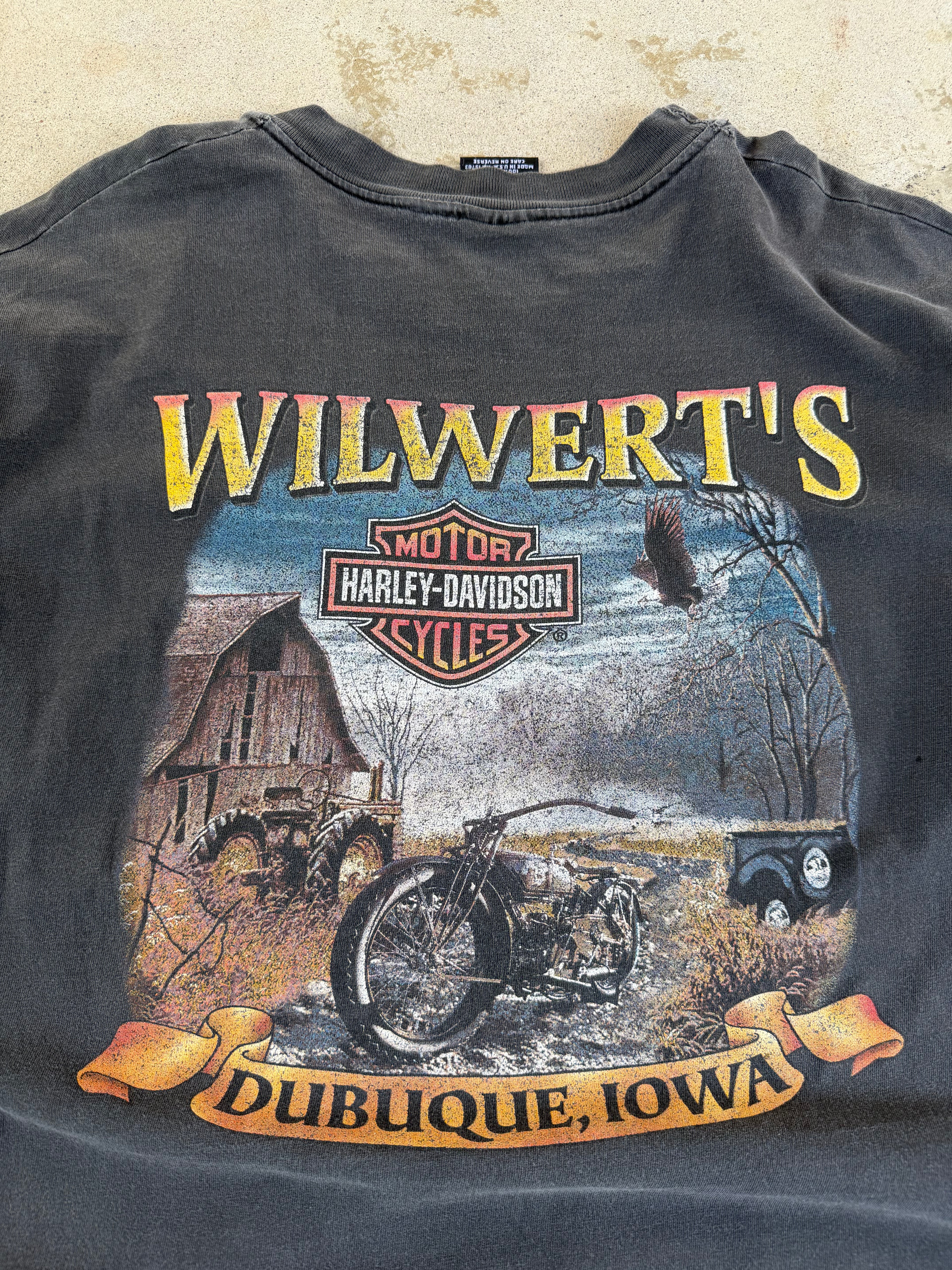 90s Faded Harley Davidson Flame Shield | XL