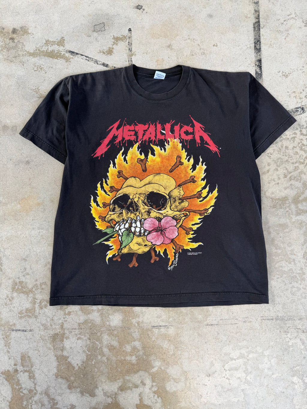 90s Metallica Flame Skull Band Tee | XXL