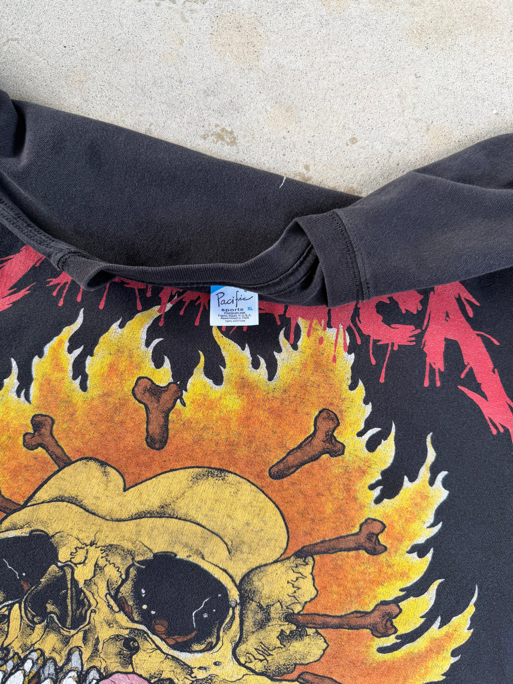 90s Metallica Flame Skull Band Tee | XXL