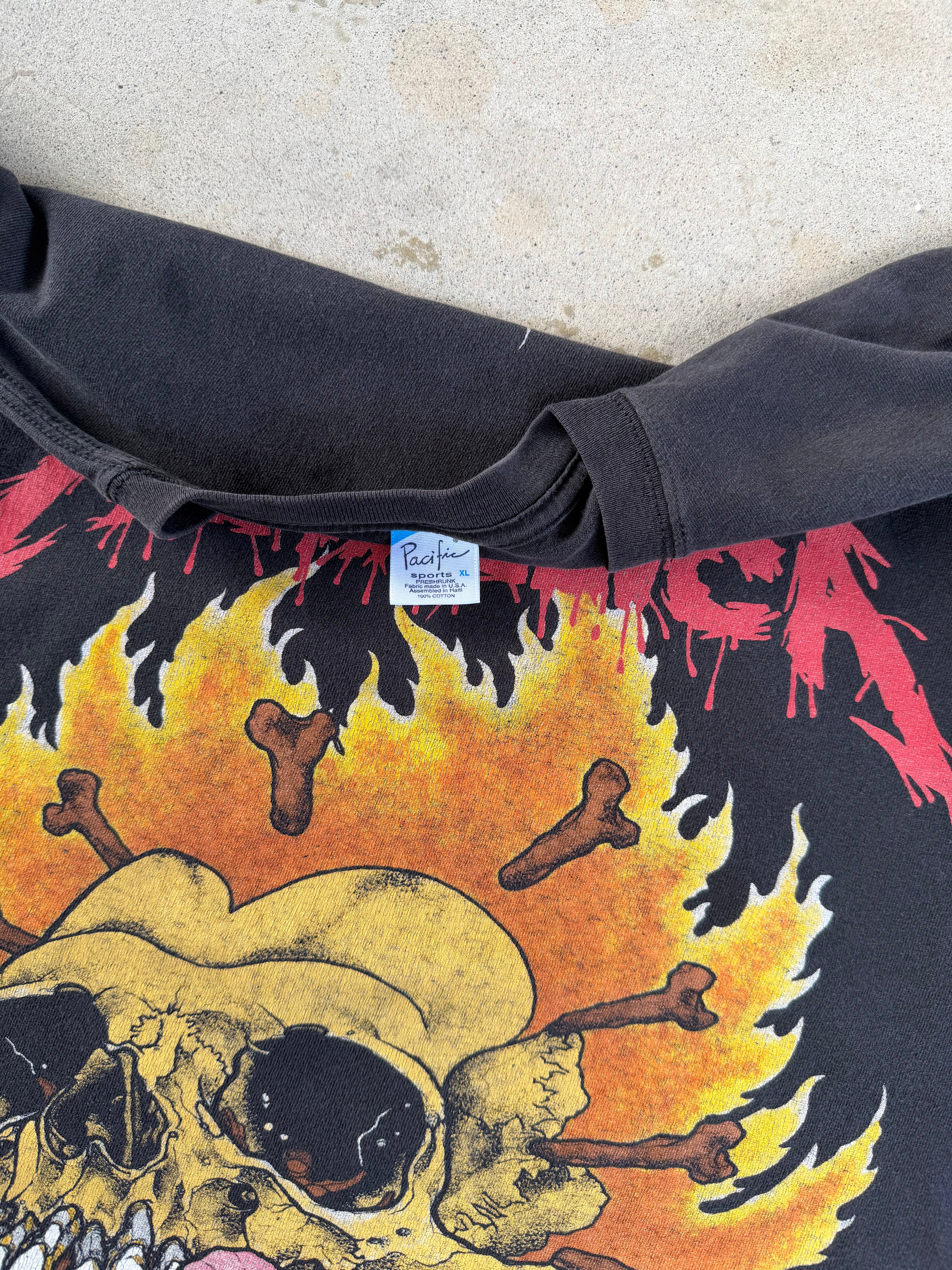 90s Metallica Flame Skull Band Tee | XXL