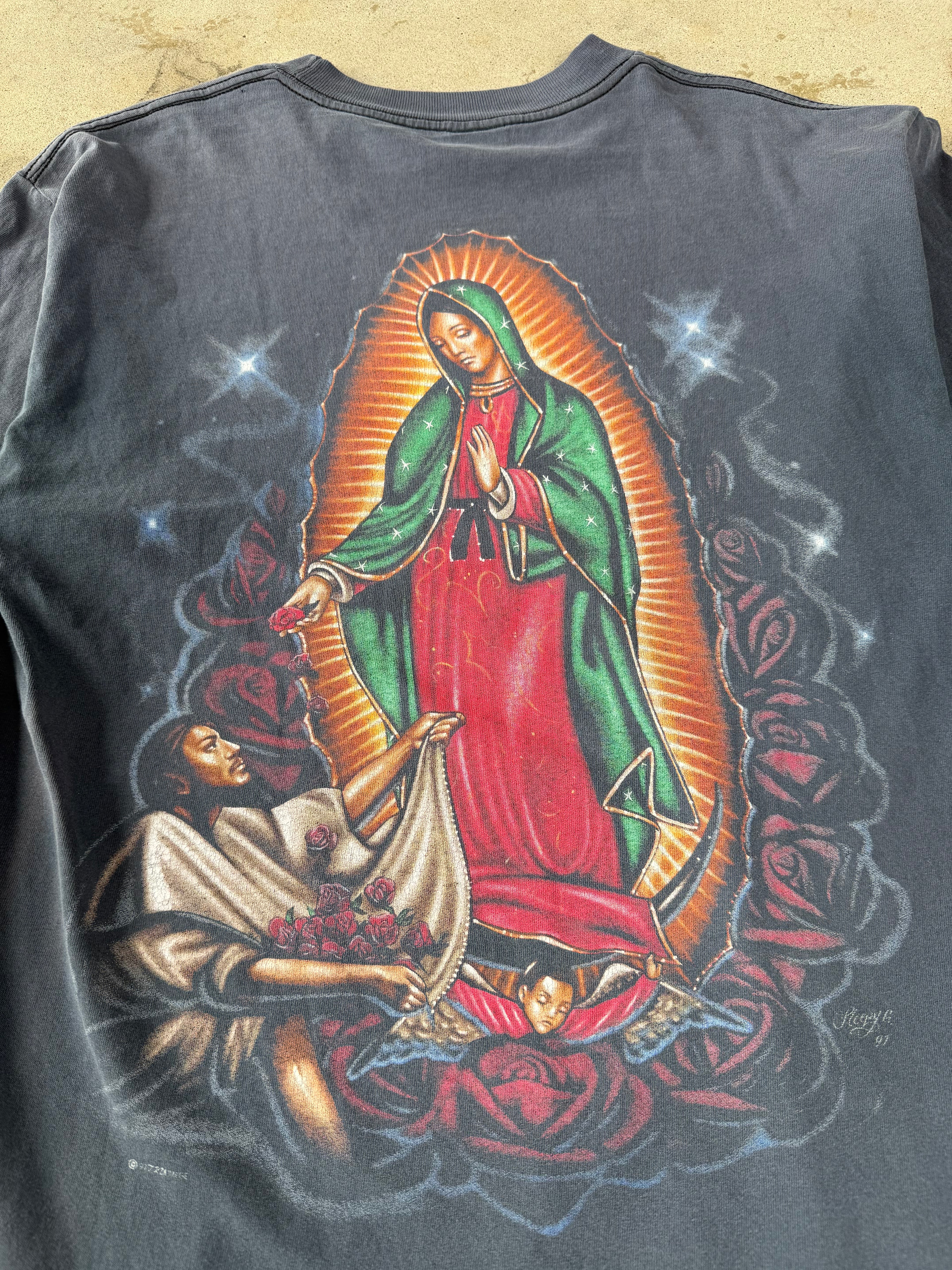 90s Faded Virgin Mary Tee | L