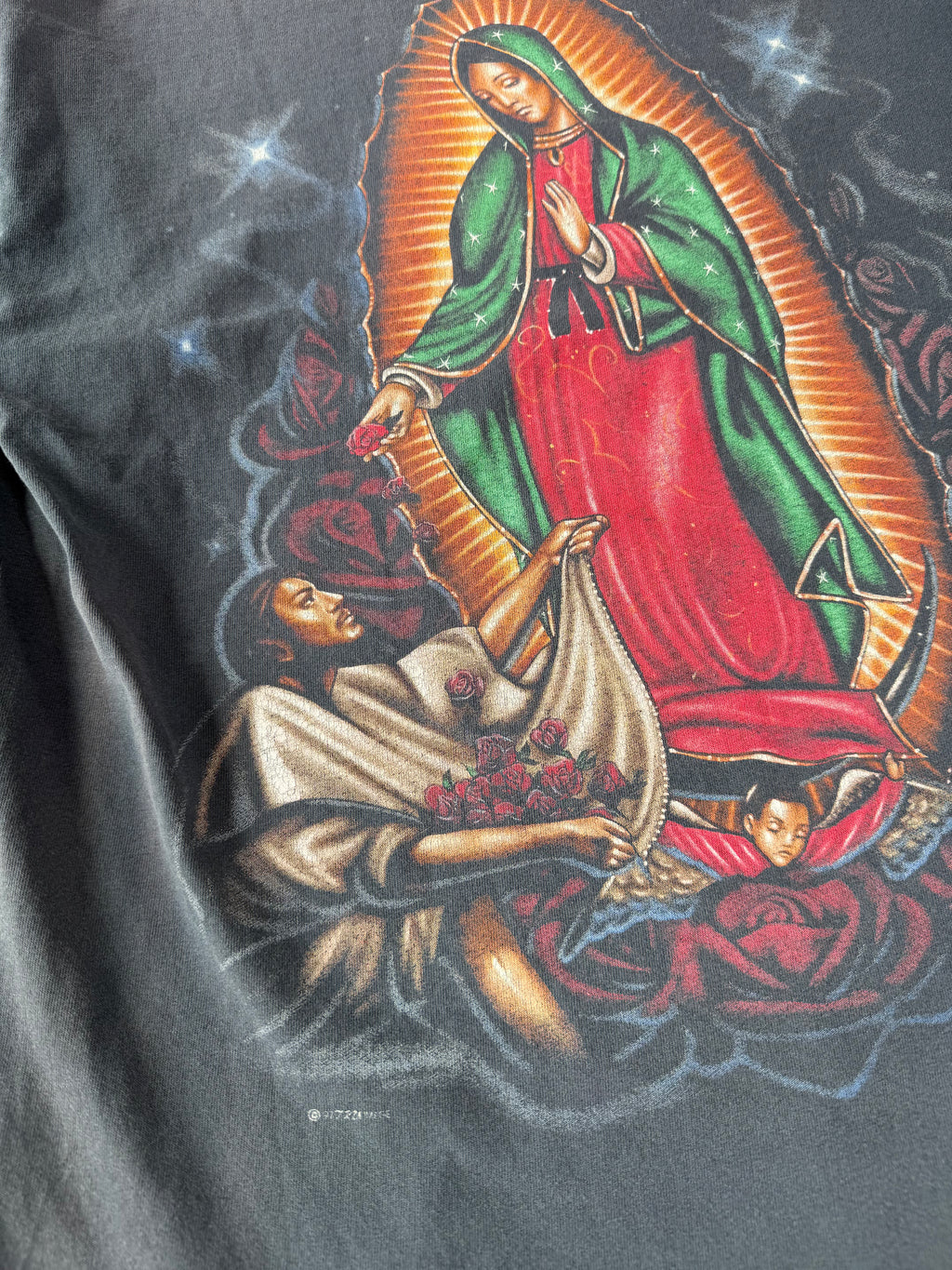 90s Faded Virgin Mary Tee | L