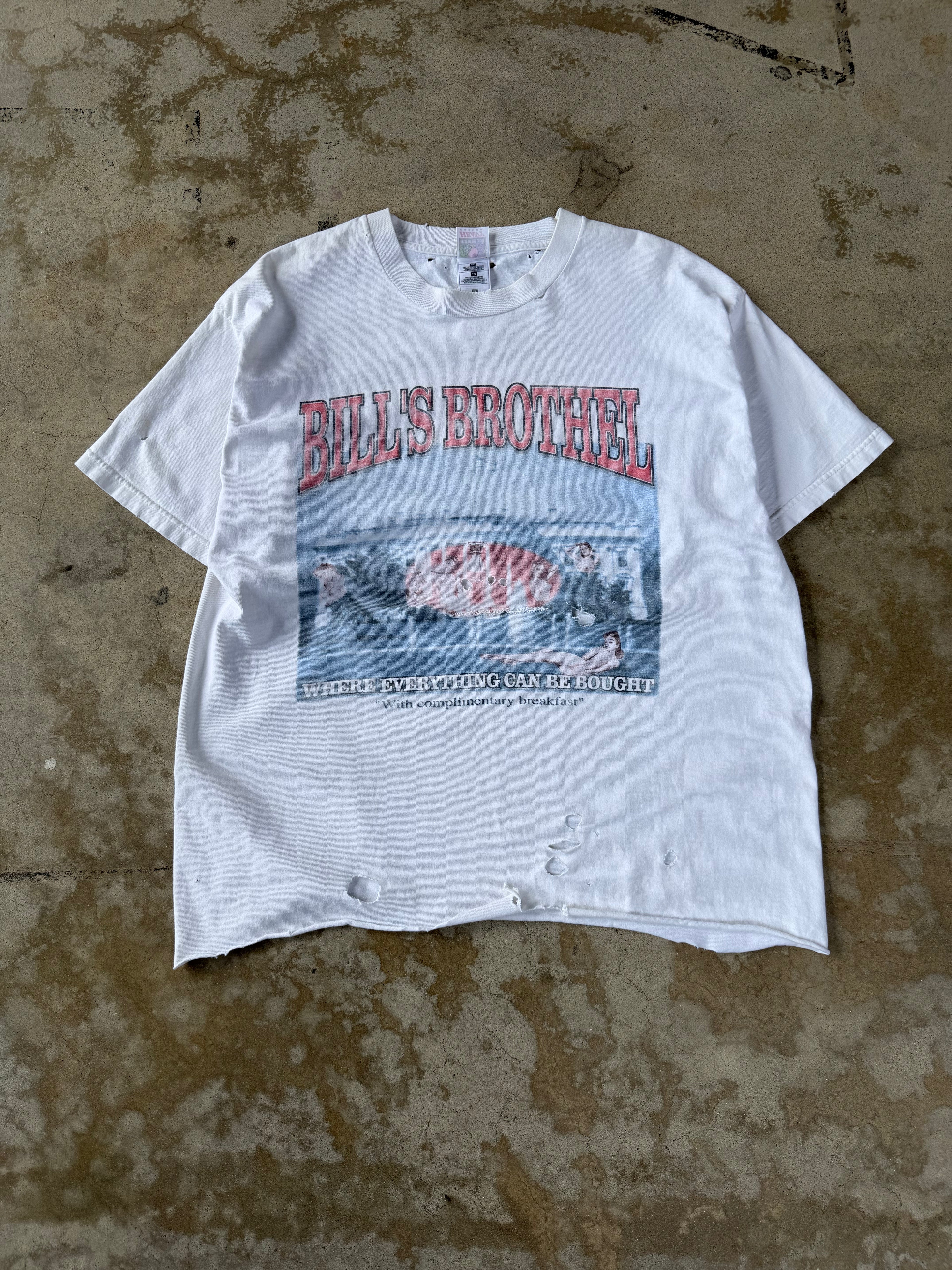 00s Faded/Cropped "Bills Brothel" Tee | XL